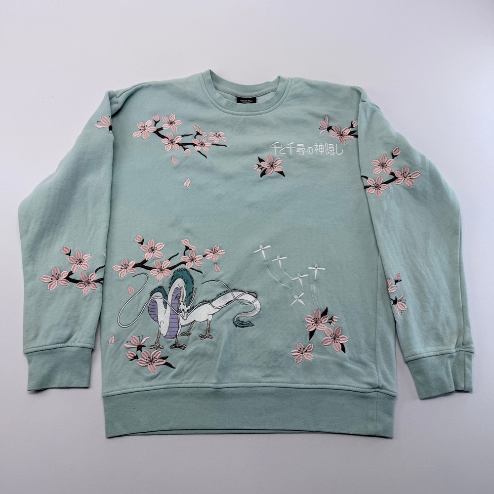 Her Universe Studio Ghibli Spirited Away Haku Cherry Blossom Sweatshirt XS Teal